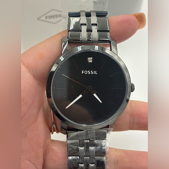 Fossil Other - FOSSIL NWT Lux Leather Three-Hand Smoke Stainless Steel Bracelet Watch UNISEX